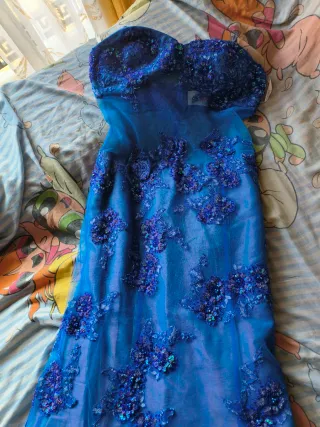 Vestido de fiesta Paris Prom azul/morado talla 8