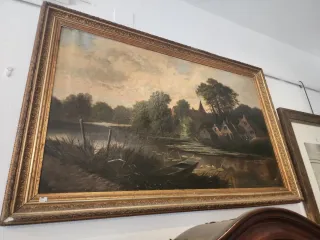 Cuadro antiguo óleo sobre lienzo paisaje