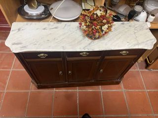 Mueble de entrada vintage madera mármol