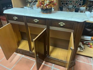 Mueble de entrada vintage madera mármol