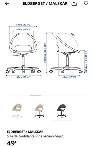 2 Sillas de escritorio con ruedas IKEA. (50€)