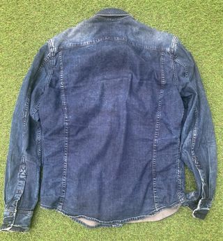 Camisa tejana desgastada Mango azul