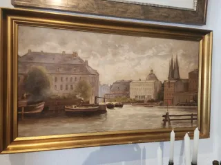 Pintura al óleo paisaje europeo antiguo
