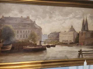 Pintura al óleo paisaje europeo antiguo