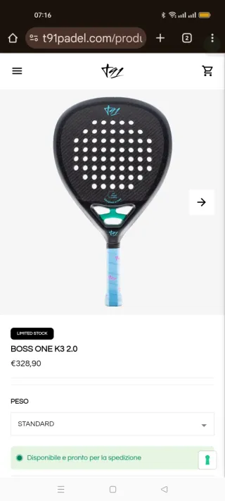 Racchetta Padel T91 BOSS ONE K3 2.0