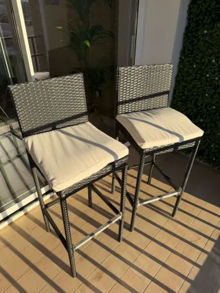 Mesa y 2 Sillas Exterior Ratán Negro