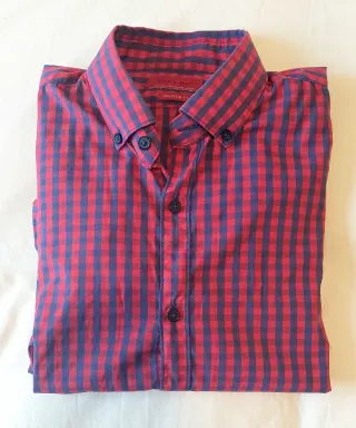 Camisa Zara cuadros roja y morada Talla S