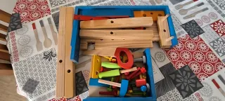 Banco de herramientas de madera para niños de 4-6