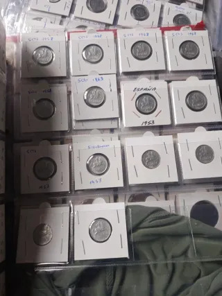 Monedas 5 y 10 céntimos 1940 1941,1945 1953 comple