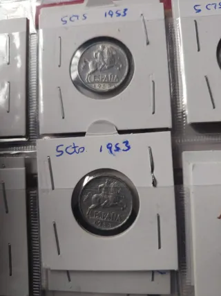Monedas 5 y 10 céntimos 1940 1941,1945 1953 comple
