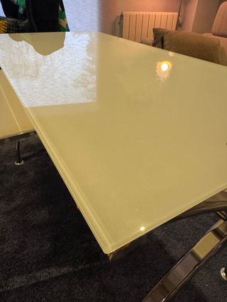 Mesa escritorio cristal templado y acero