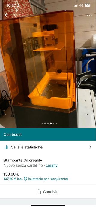 Stampante 3D Resina Creality Arancione