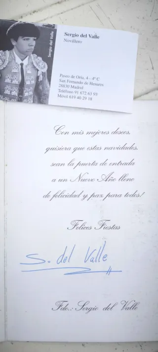 Postal taurina firmada Sergio del Valle 1999