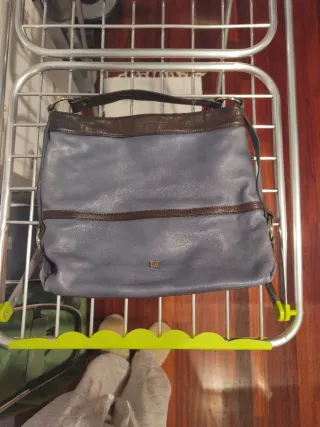 Bolso Piel Purificación García Azul/Marrón