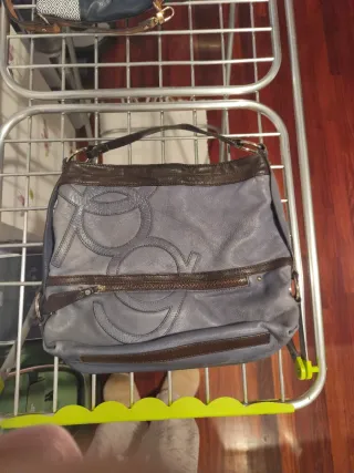 Bolso Piel Purificación García Azul/Marrón