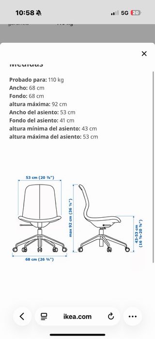 Silla de estudio de Ikea