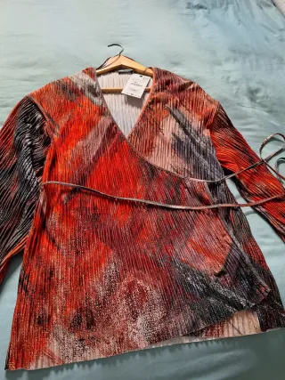 Camiseta Zara Multicolor Plisada