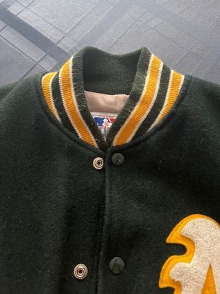 Cazadora Bomber MLB A's Verde y Blanca