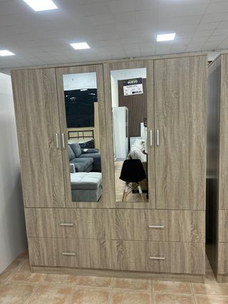 Armario ropero 4 puertas + cajones y espejo NUEVO