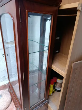 Vitrina vintage de madera y cristal