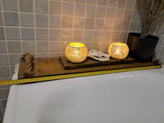 Bandeja de Bañera Rústica Artesanal Madera, cuerd