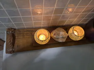 Bandeja de Bañera Rústica Artesanal Madera, cuerd