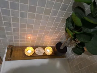 Bandeja de Bañera Rústica Artesanal Madera, cuerd