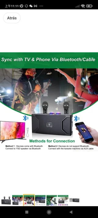 Máquina Karaoke 2 Micrófonos Inalámbricos