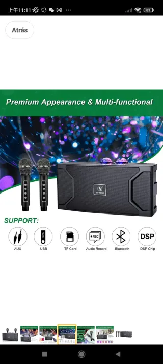 Máquina Karaoke 2 Micrófonos Inalámbricos