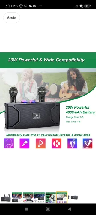 Máquina Karaoke 2 Micrófonos Inalámbricos