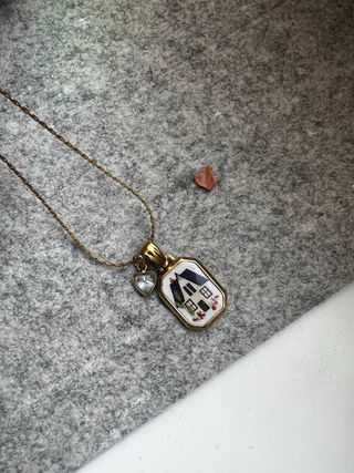 Ciondolo LCS Casa con Fiori Veri Argento Placcato