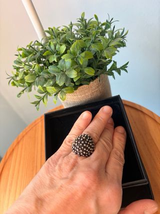 Anillo Plata Diseño Bolitas