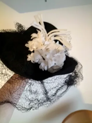 Sombrero mujer antiguo años 20 negro