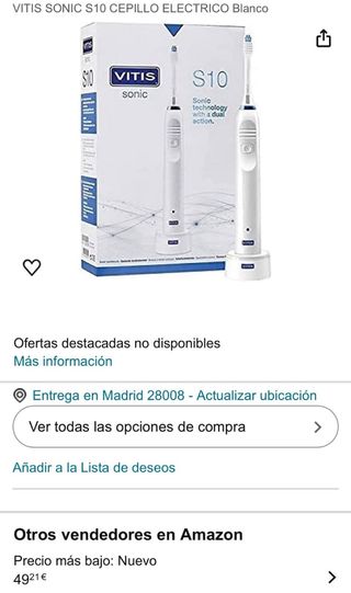 Cepillo Dientes Eléctrico VITIS S10 Sonic