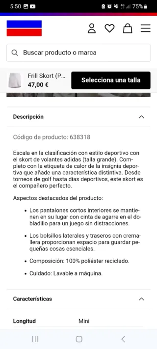 Falda deportiva rosa TALLA GRANDE