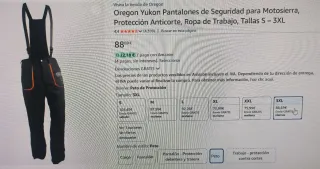 Peto de seguridad anti corte para motosierra