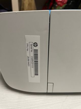 Impresora HP multifunción azul y blanca