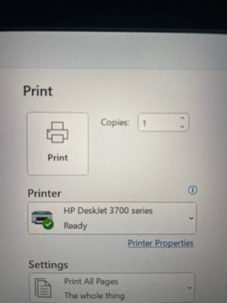 Impresora HP multifunción azul y blanca