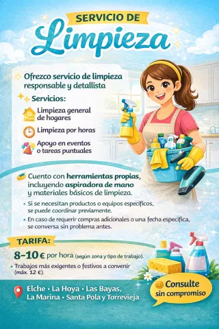 Limpieza de hogares y tareas puntuales.