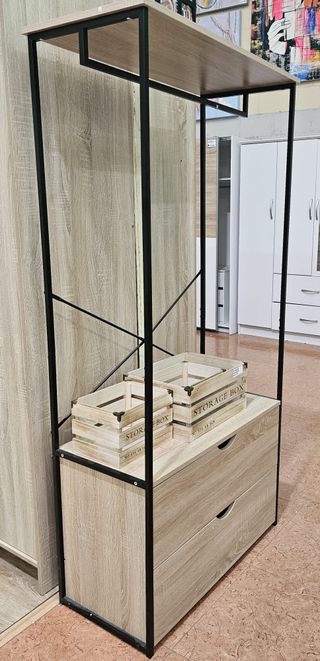 Estantería recibidor metal y madera