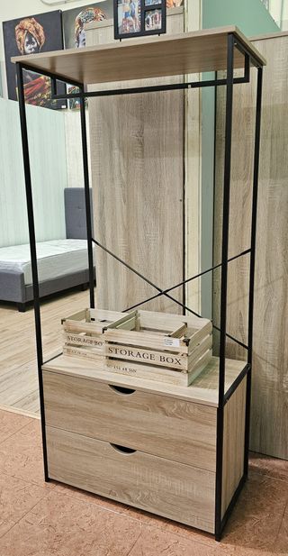 Estantería recibidor metal y madera