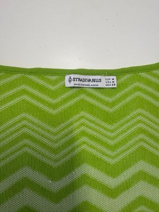 Jersey Crop Top Zigzag Azul y Blanco Talla M