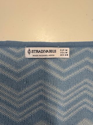 Jersey Crop Top Zigzag Azul y Blanco Talla M