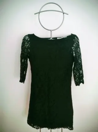 Vestido negro encaje La Redoute talla S.