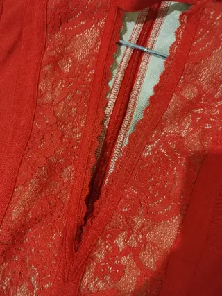 Vestido rojo fiesta encaje licra