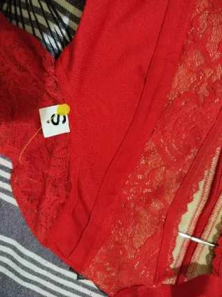 Vestido rojo fiesta encaje licra