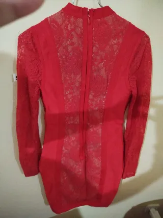 Vestido rojo fiesta encaje licra
