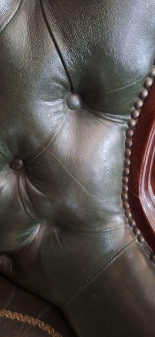 Silla de escritorio inglesa antigua de cuero