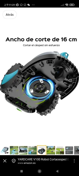 Robot Cortacésped YARDCARE V100 Eléctrico