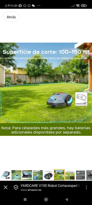 Robot Cortacésped YARDCARE V100 Eléctrico